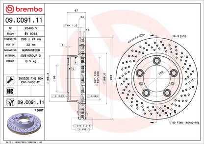 Brembo Disc Brake Rotor 09.C091.11