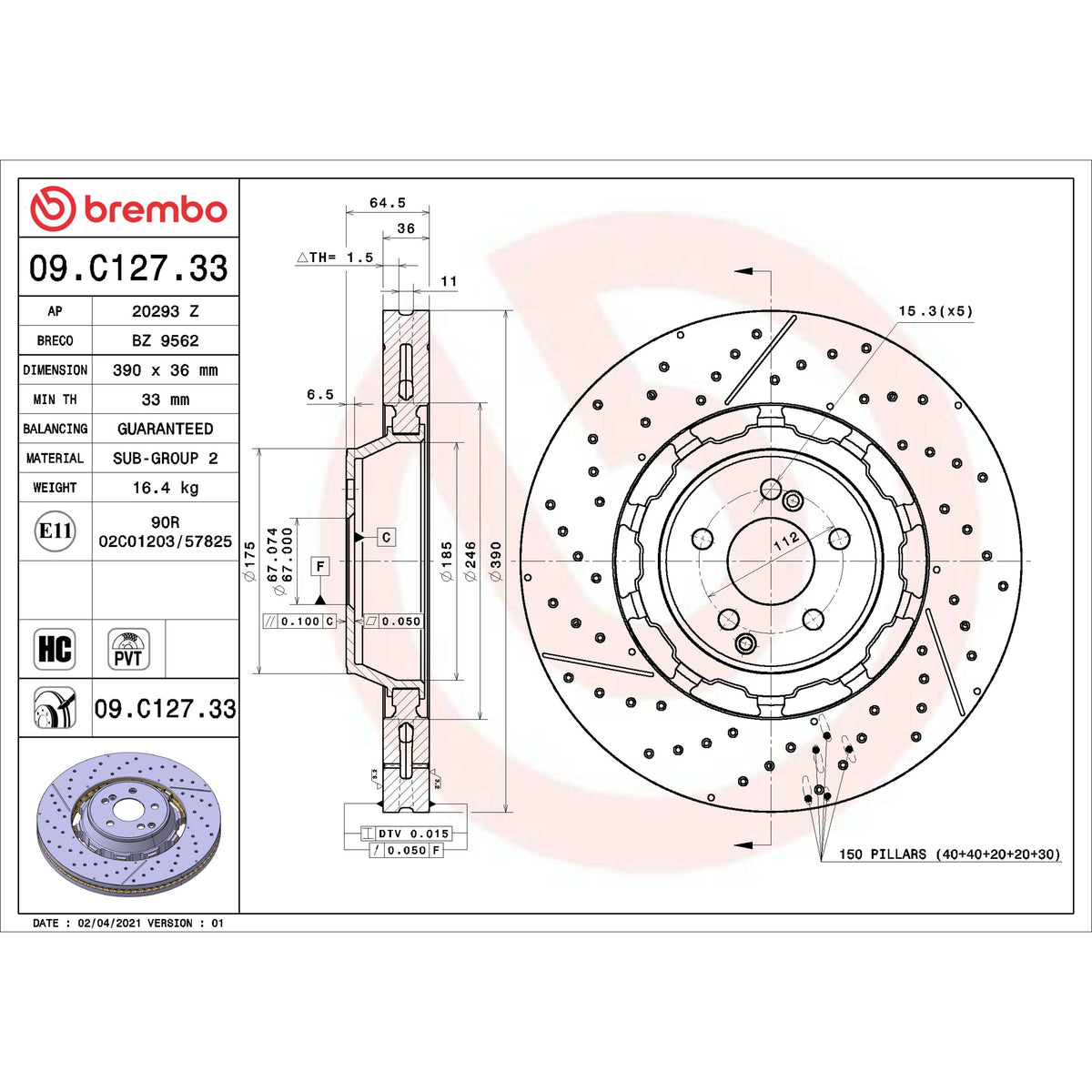 Brembo Disc Brake Rotor 09.C127.33