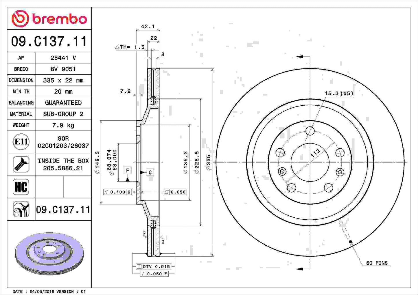 Brembo Disc Brake Rotor 09.C137.11