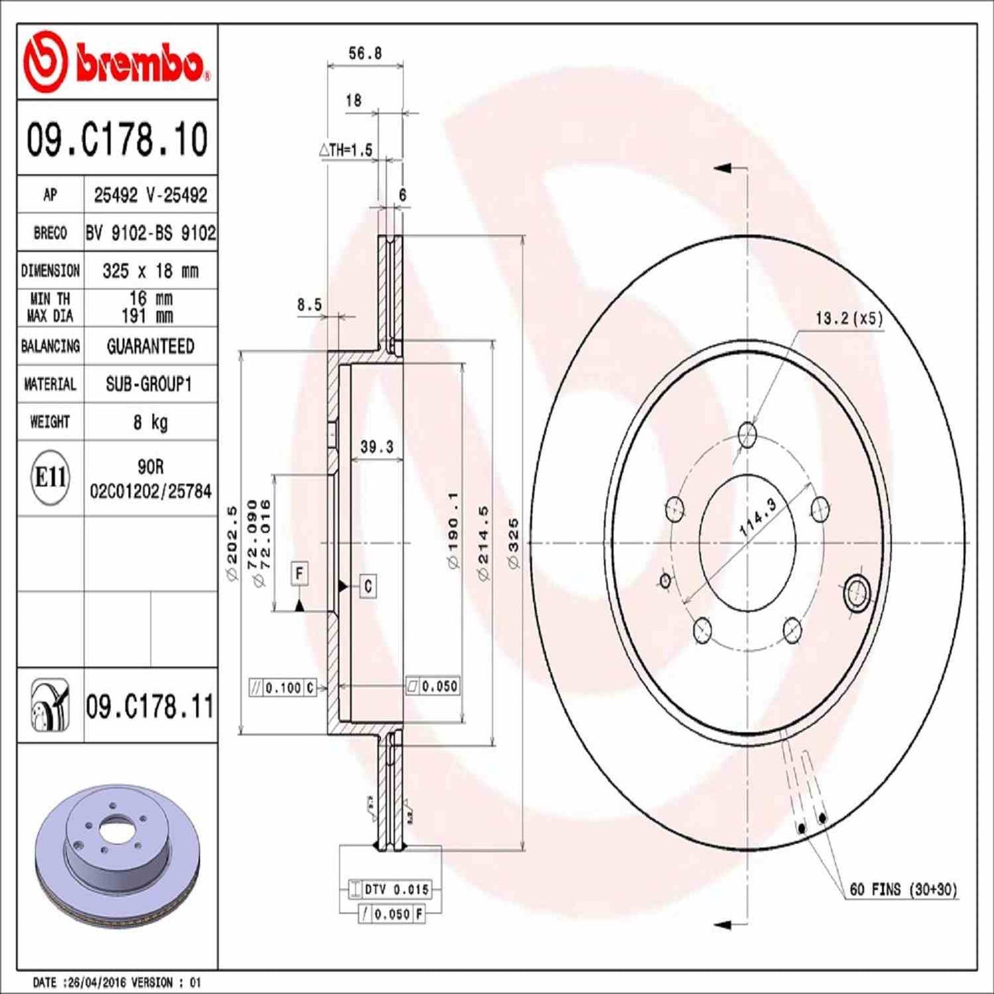 Brembo Disc Brake Rotor 09.C178.11