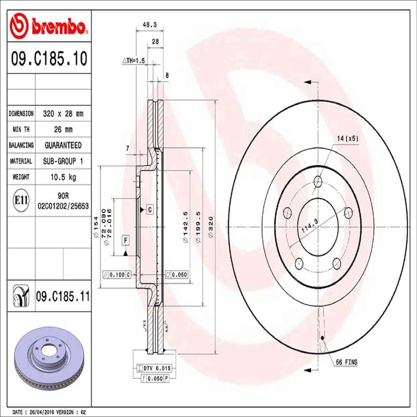 Brembo Disc Brake Rotor 09.C185.11
