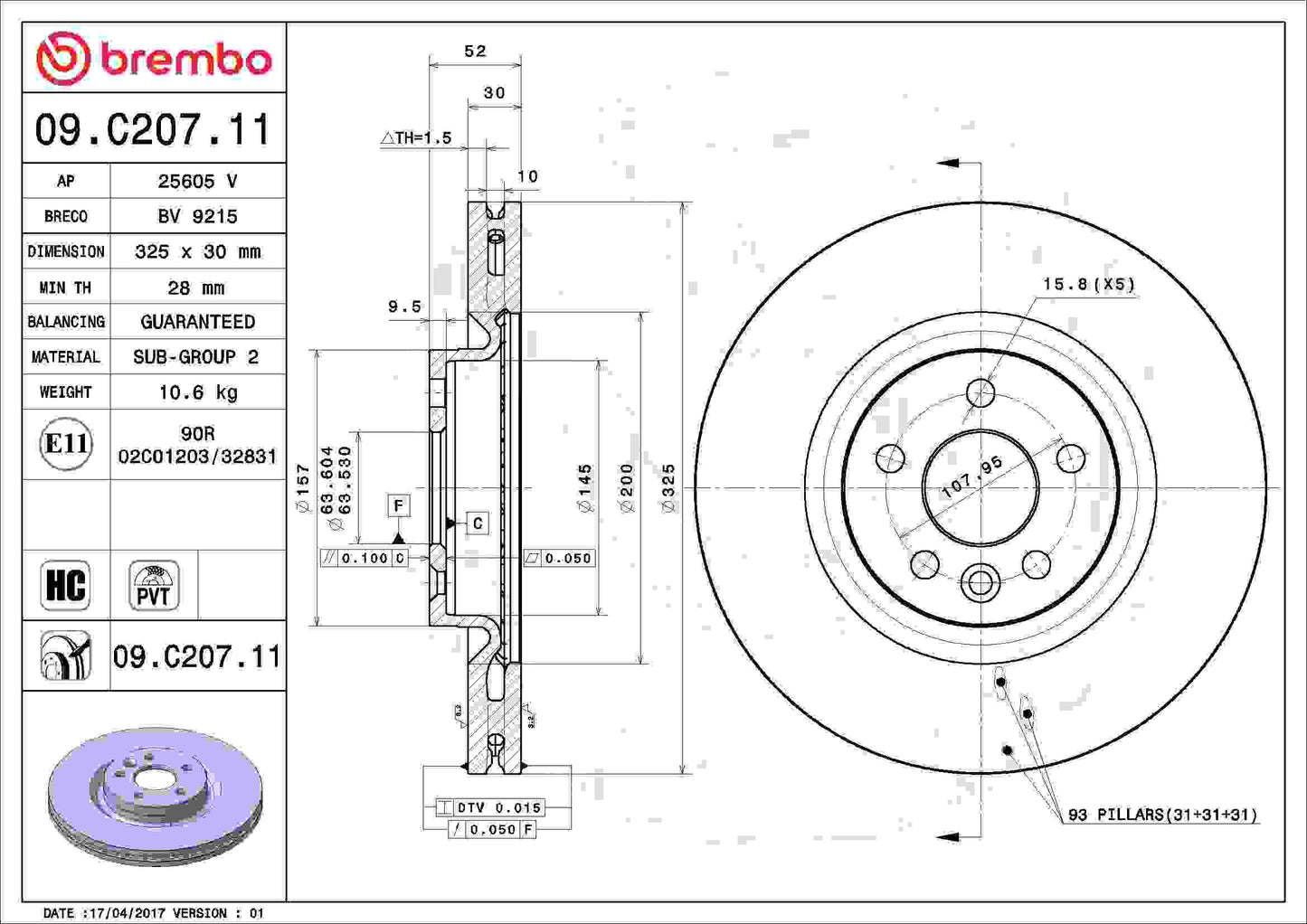 Brembo Disc Brake Rotor 09.C207.11