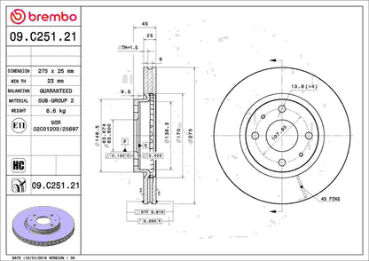 Brembo Disc Brake Rotor 09.C251.21