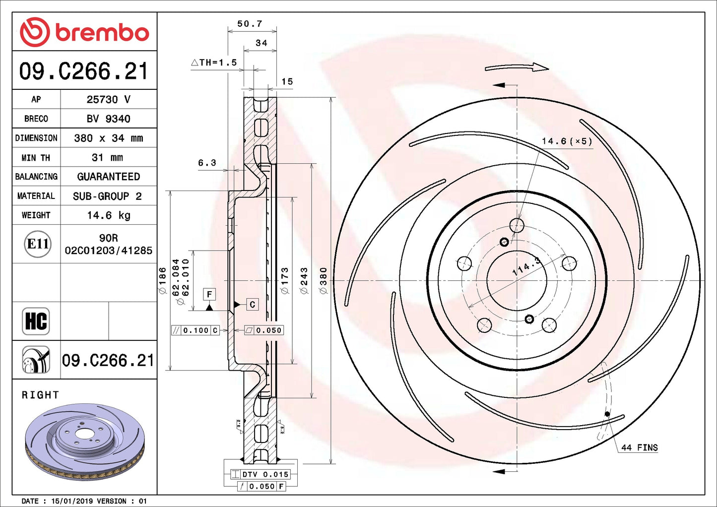 Brembo Disc Brake Rotor 09.C266.21