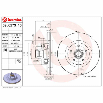 Brembo OE Brembo 04-05 Ford Explorer Sport Trac Front Premium OE Equivalent Rotor 09.C273.10