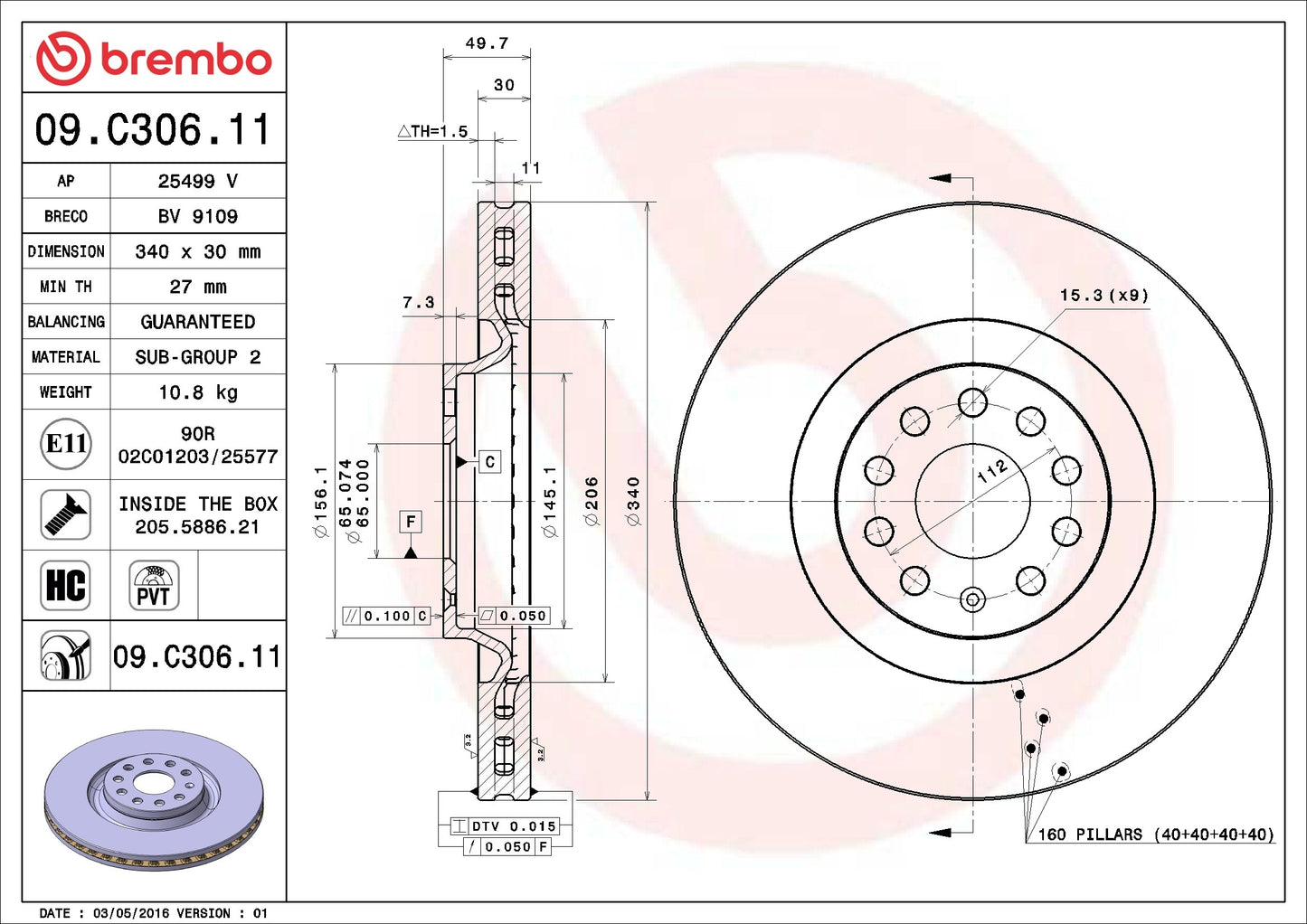 Brembo Disc Brake Rotor 09.C306.11