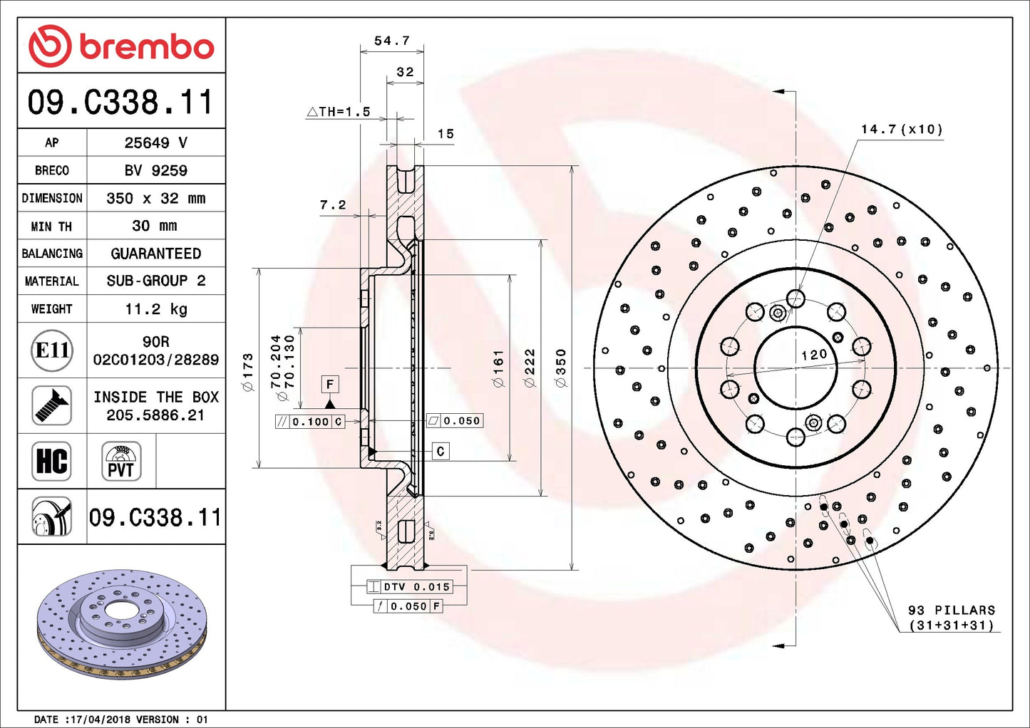 Brembo Disc Brake Rotor 09.C338.11