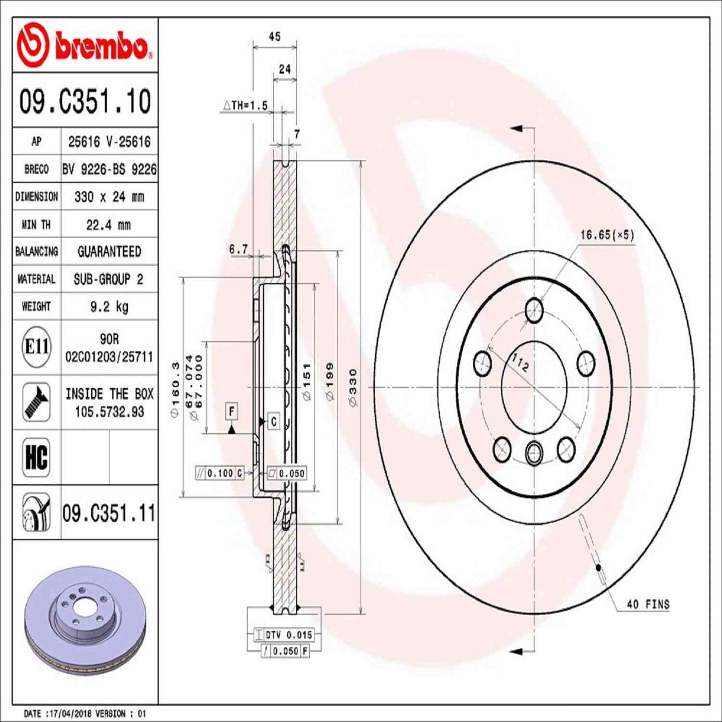 Brembo Disc Brake Rotor 09.C351.11