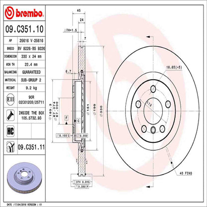 Brembo Disc Brake Rotor 09.C351.11