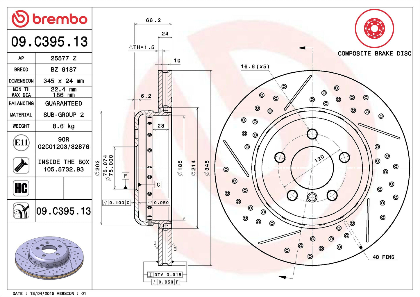 Brembo Disc Brake Rotor 09.C395.13