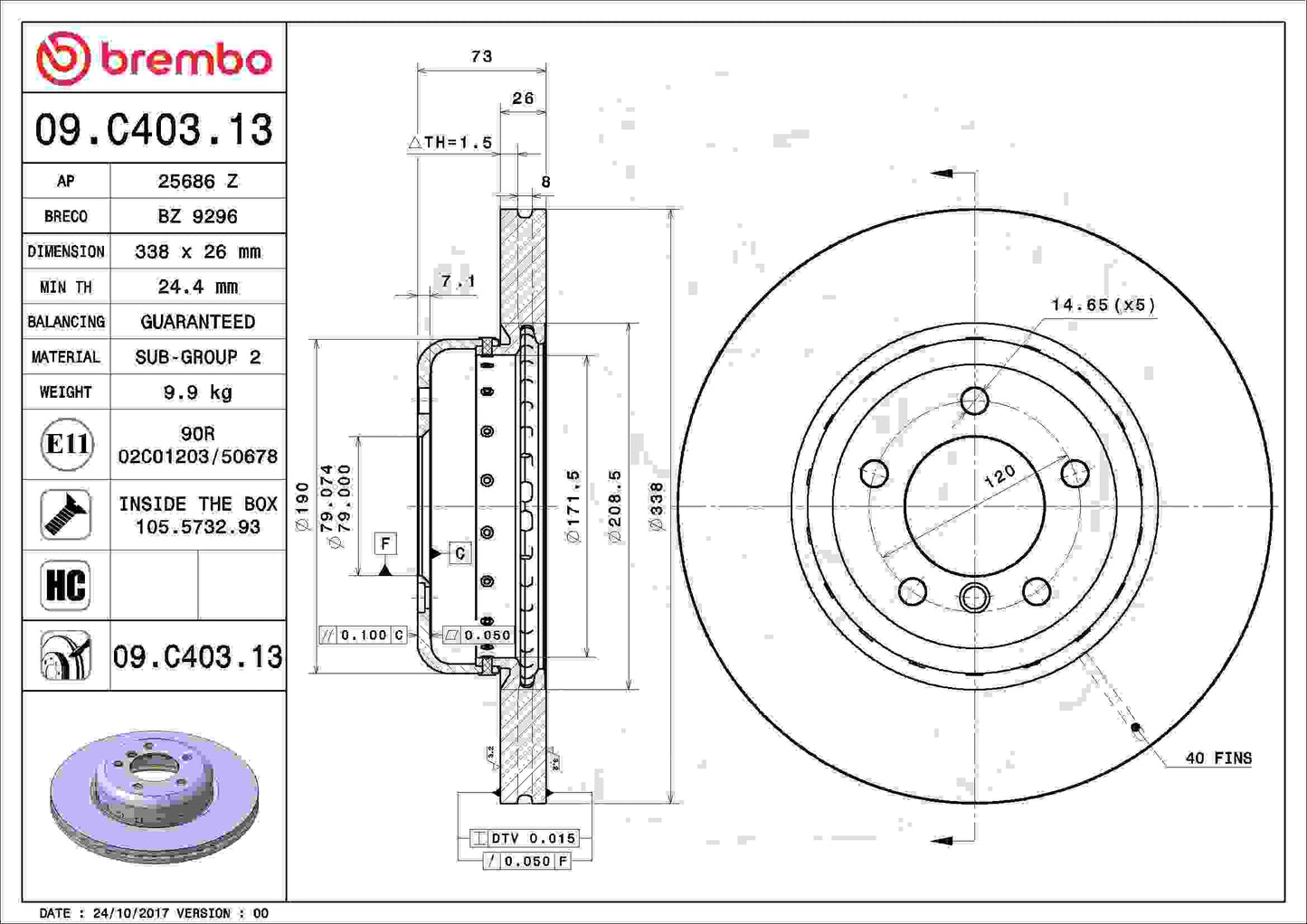 Brembo Disc Brake Rotor 09.C403.13