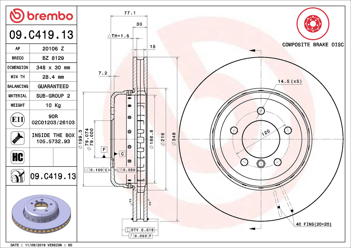 Brembo Disc Brake Rotor 09.C419.13
