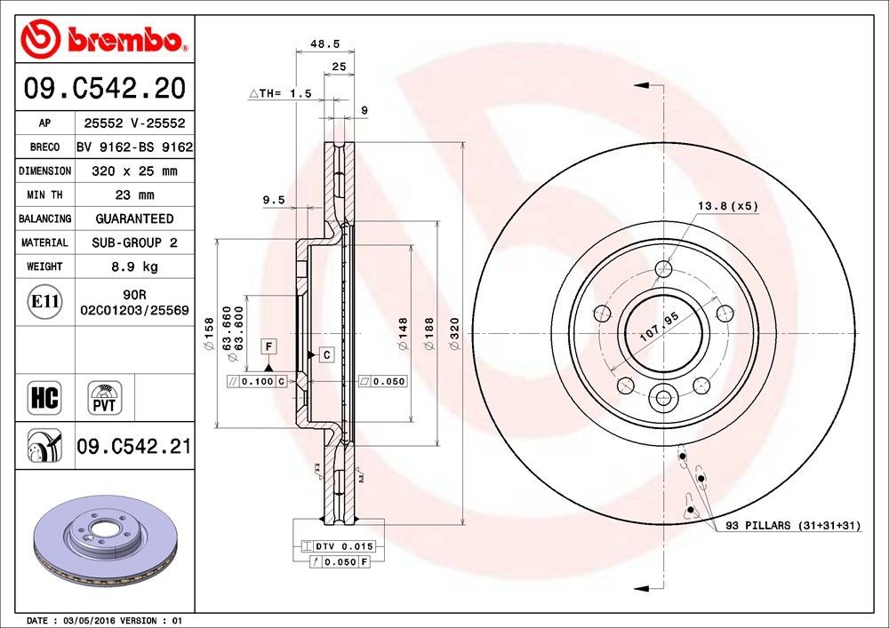 Brembo Disc Brake Rotor 09.C542.21