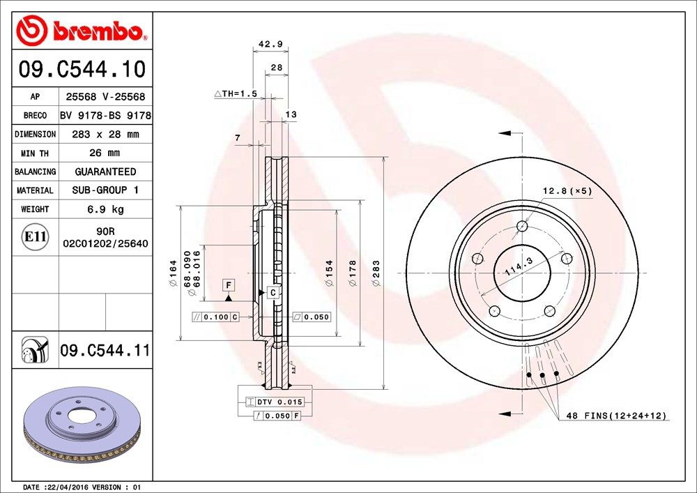 Brembo Disc Brake Rotor 09.C544.11