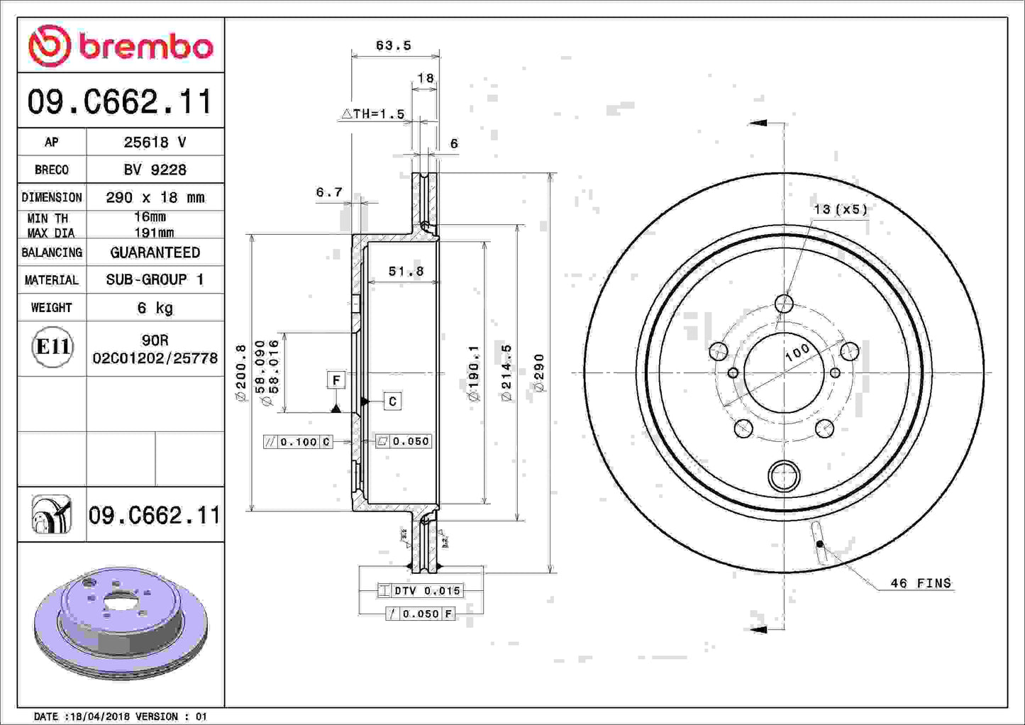 Brembo Disc Brake Rotor 09.C662.11