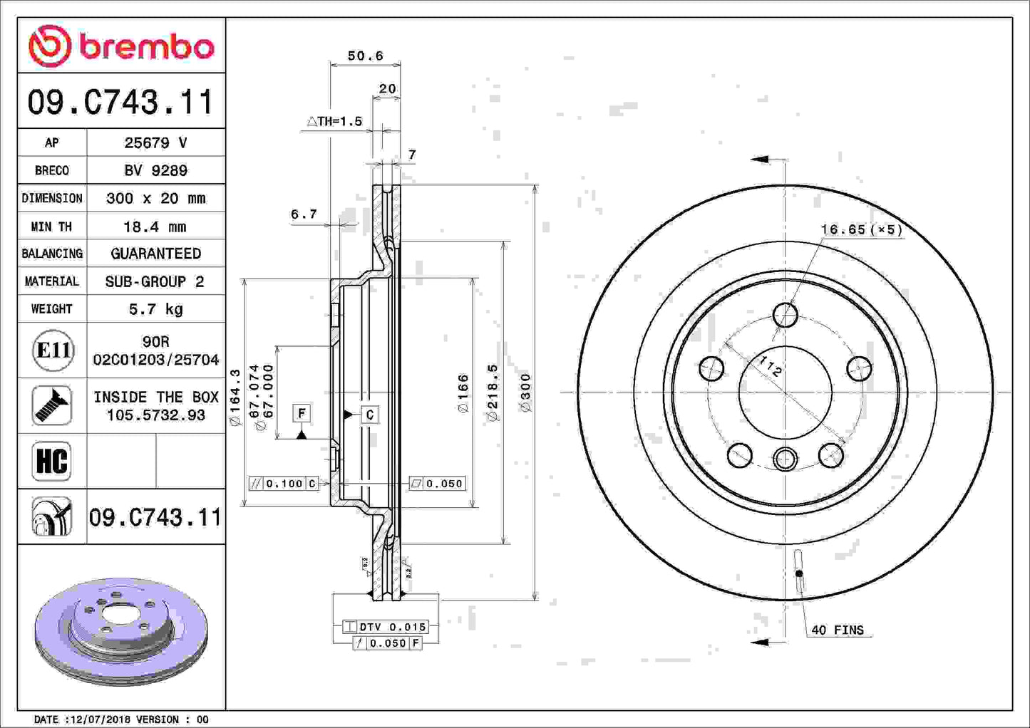 Brembo Disc Brake Rotor 09.C743.11