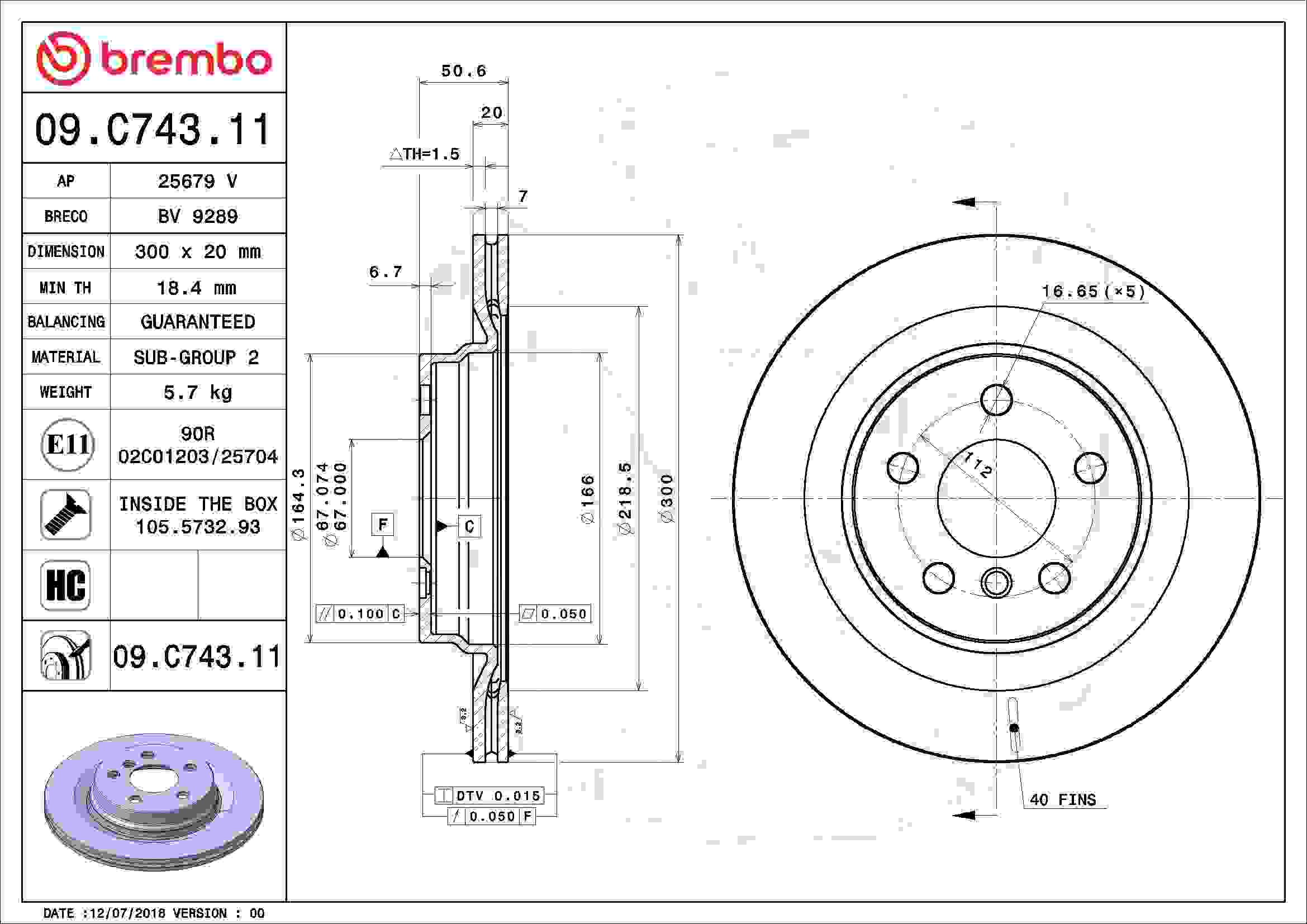 Brembo Disc Brake Rotor 09.C743.11