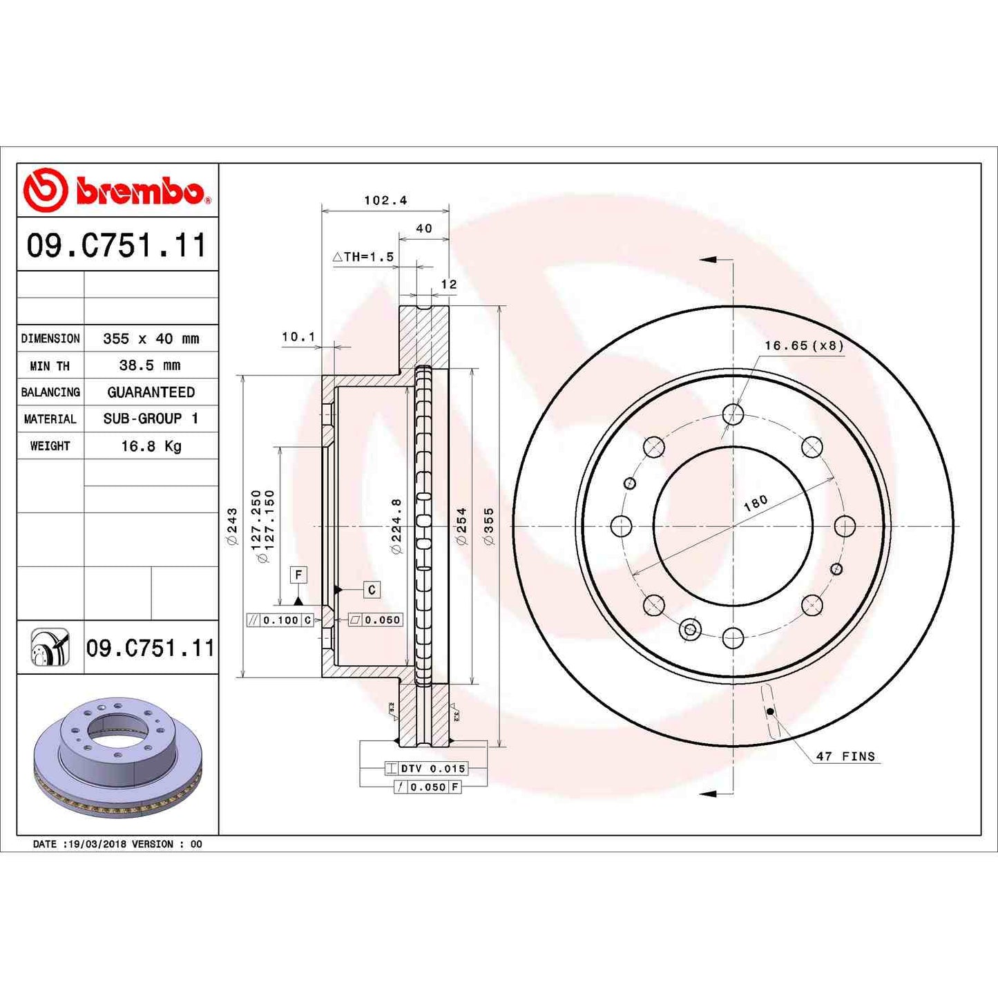 Brembo OE Brembo 11-15 Chevy Silverado 2500 HD/Silverado 3500 HD Front Premium OE Equivalent Rotor 09.C751.10