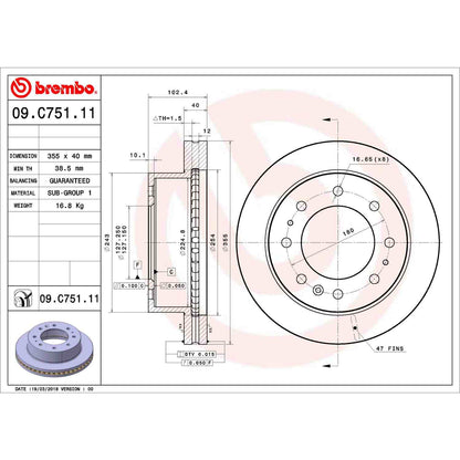 Brembo OE Brembo 11-15 Chevy Silverado 2500 HD/Silverado 3500 HD Front Premium OE Equivalent Rotor 09.C751.10