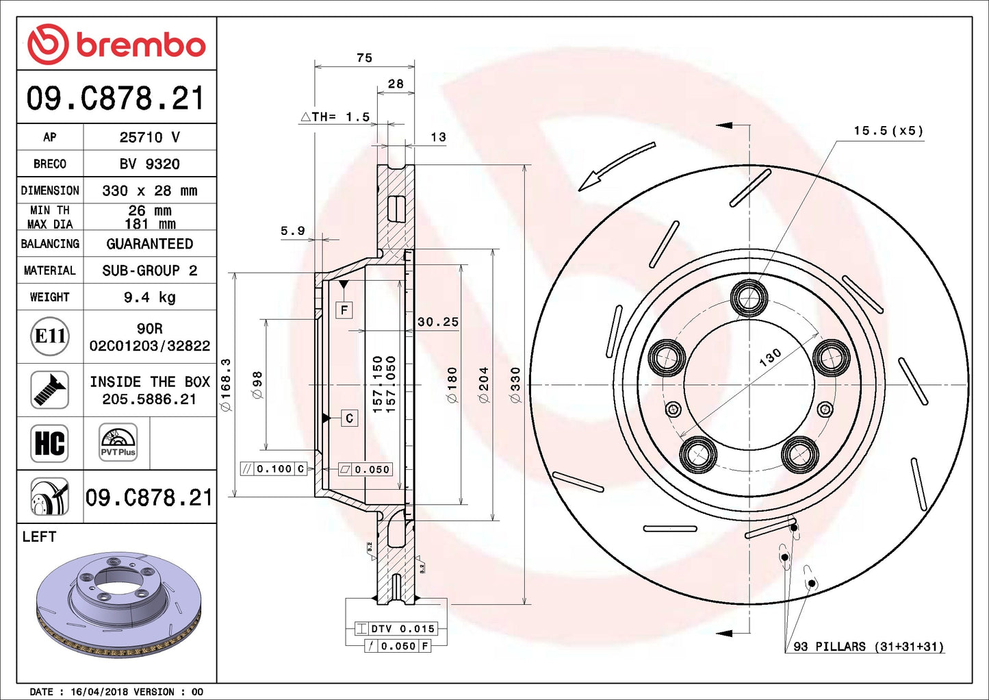 Brembo Disc Brake Rotor 09.C878.21