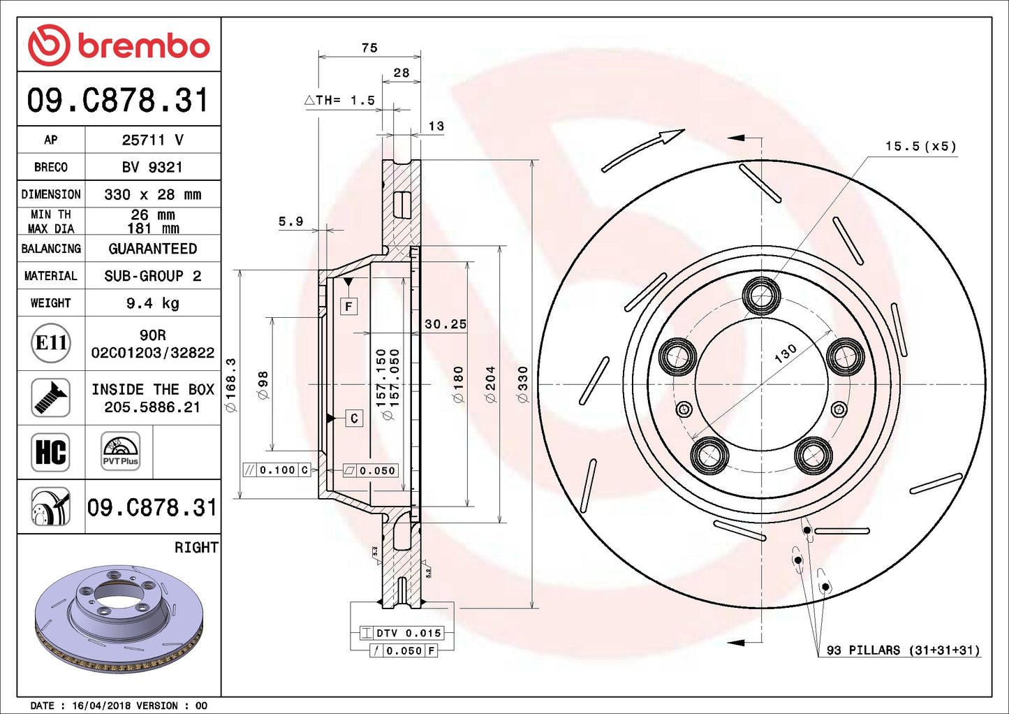 Brembo Disc Brake Rotor 09.C878.31