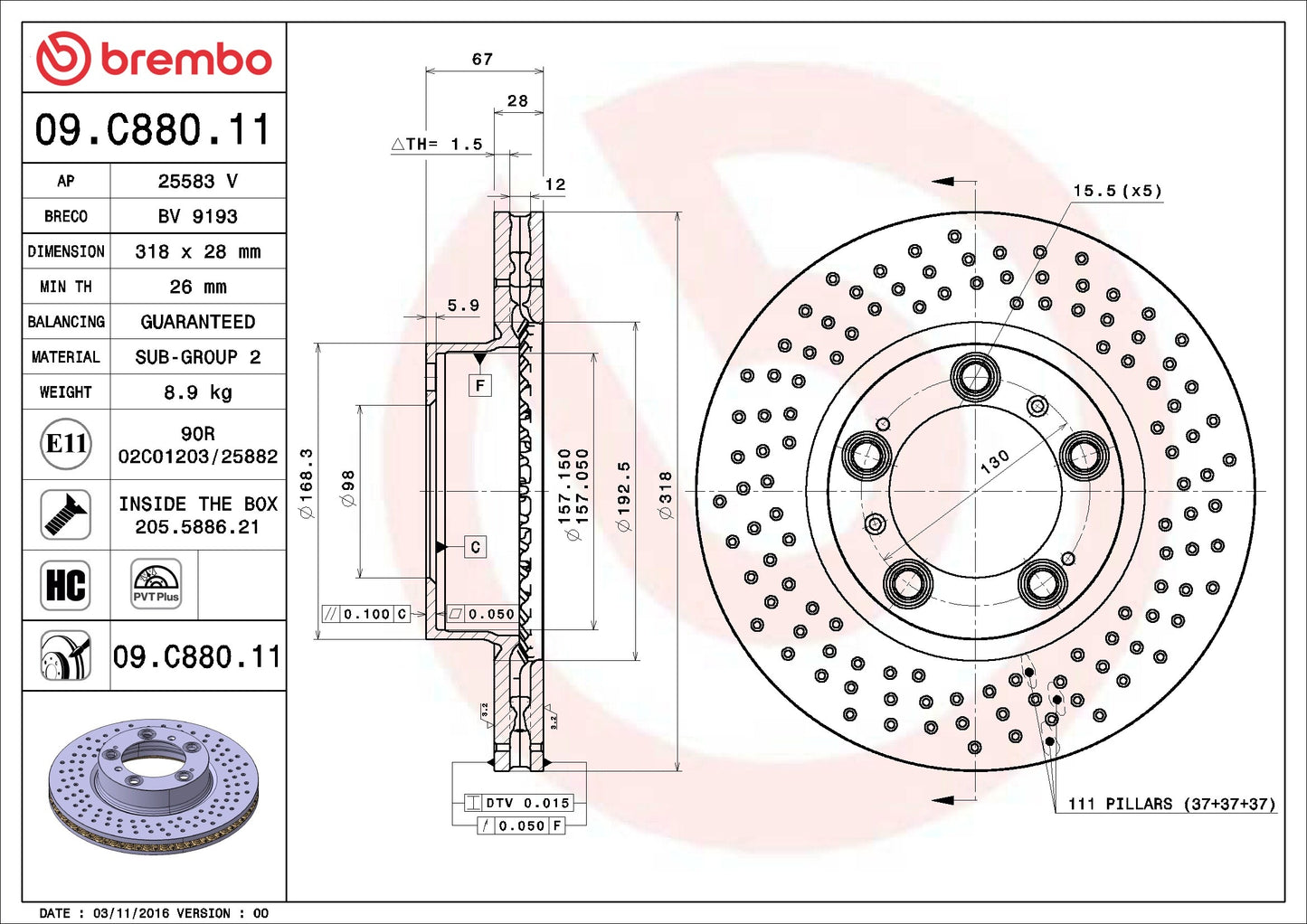 Brembo Disc Brake Rotor 09.C880.11