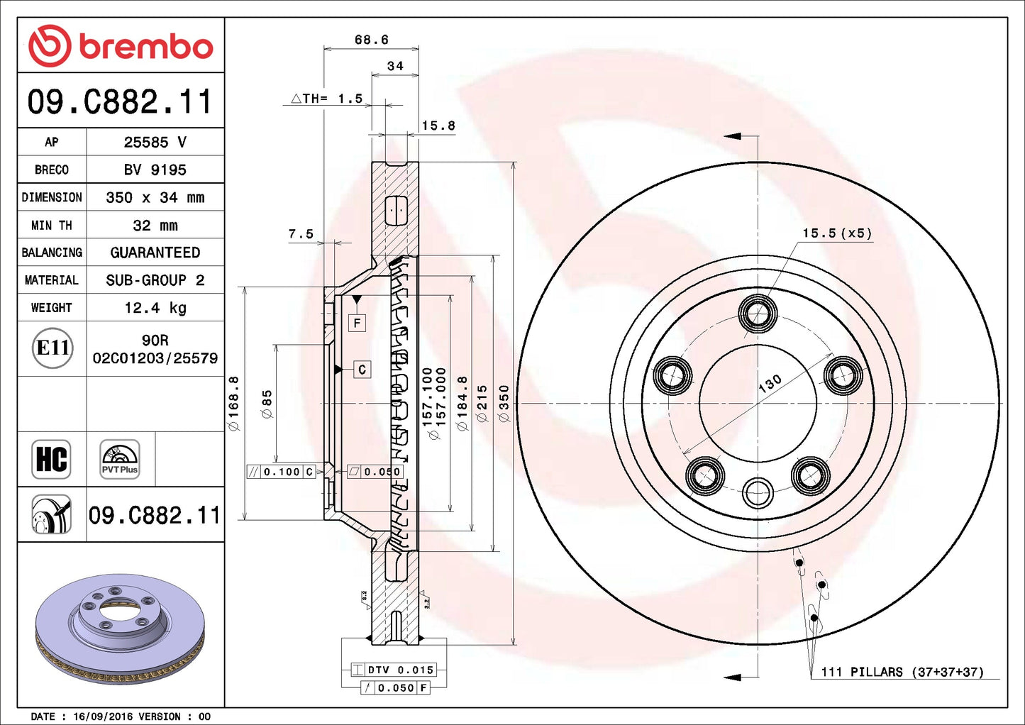 Brembo Disc Brake Rotor 09.C882.11