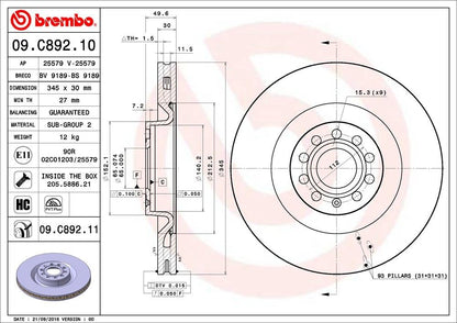 Brembo Disc Brake Rotor 09.C892.11