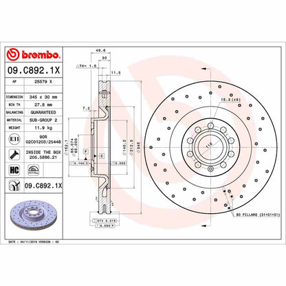Brembo Disc Brake Rotor 09.C892.1X