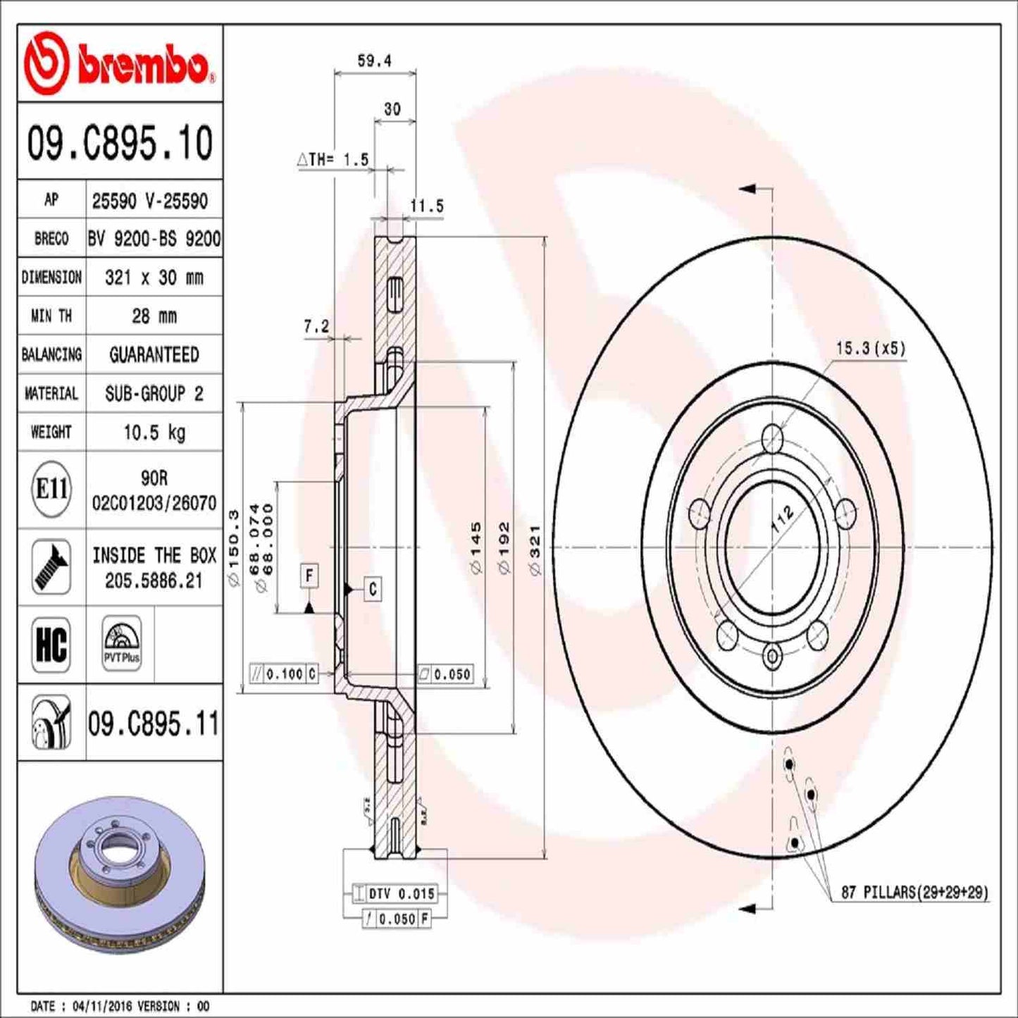 Brembo Disc Brake Rotor 09.C895.11
