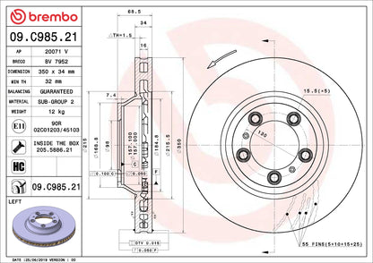 Brembo OE Brembo 08-13 Infiniti G37/14-15 Infiniti Q60/09-20 Nissan 370Z Rear UV Coated Rotor 09.C985.21