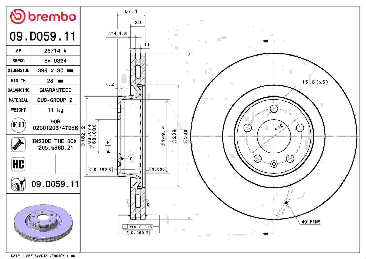 Brembo Disc Brake Rotor 09.D059.11