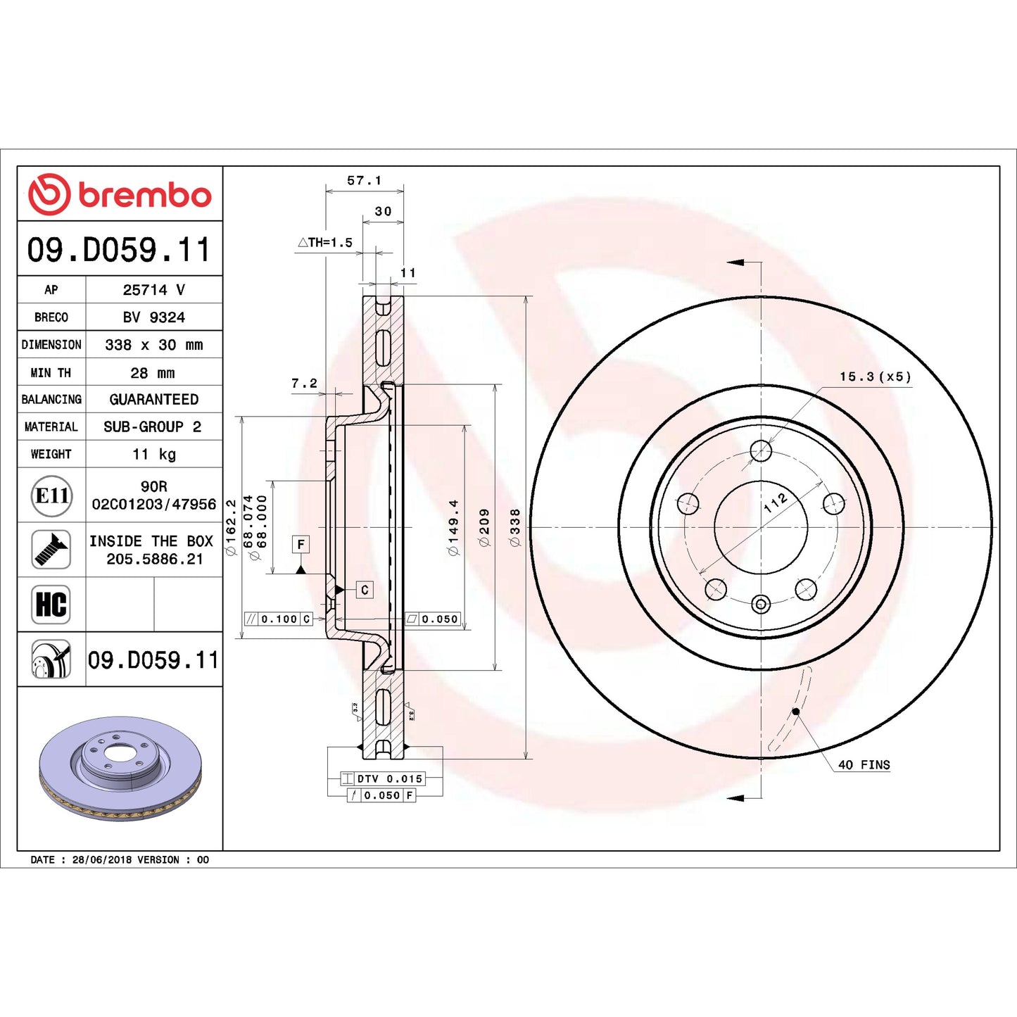 Brembo Disc Brake Rotor 09.D059.11