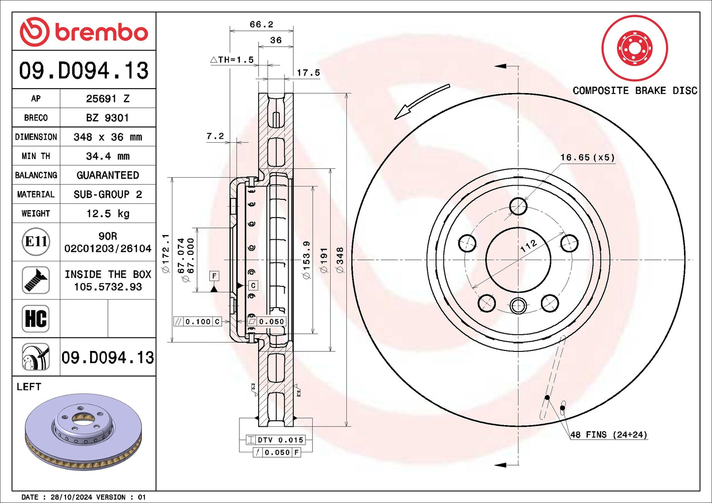 Brembo Disc Brake Rotor 09.D094.13
