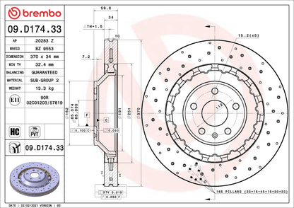 Brembo OE Brembo 16-22 Mazda MX-5 Miata Front UV Coated Rotor 09.D174.33