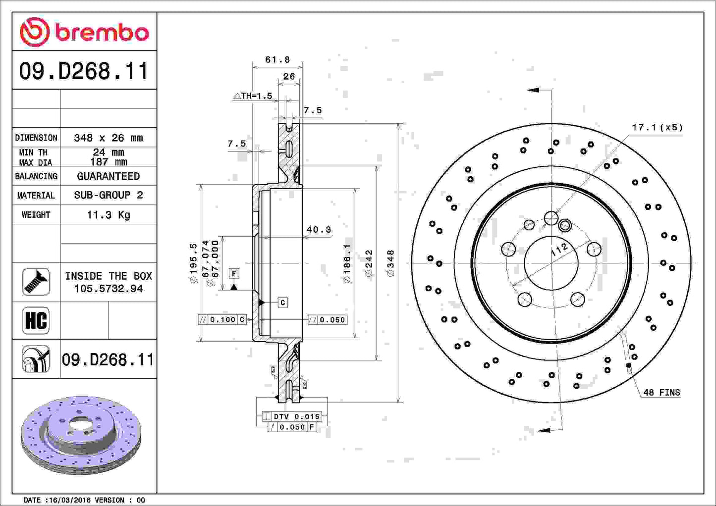 Brembo Disc Brake Rotor 09.D268.11
