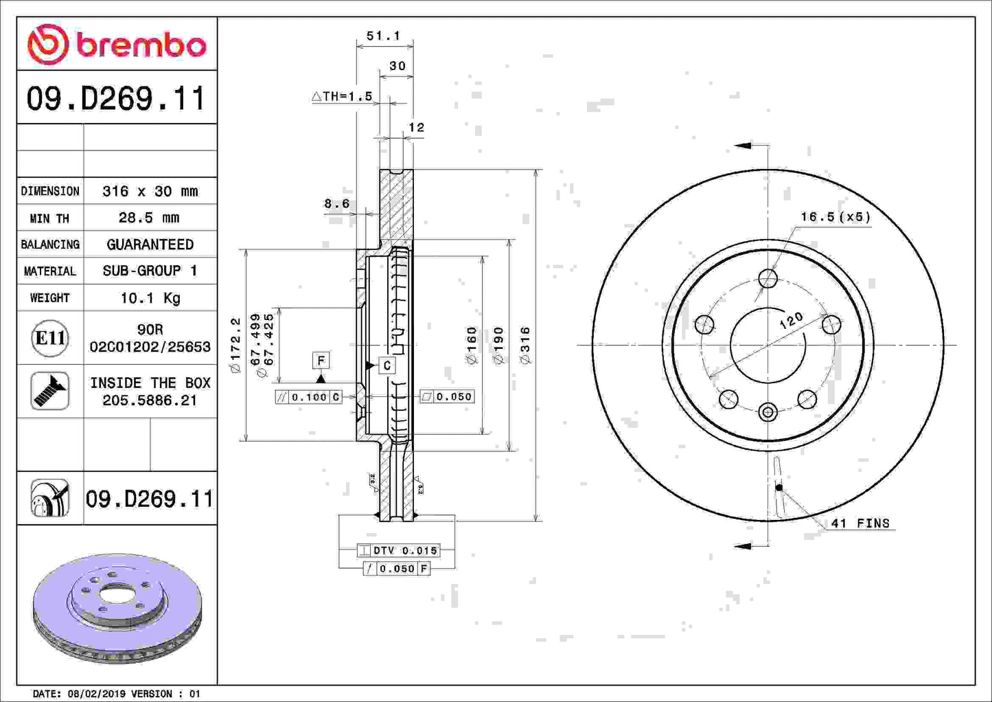 Brembo Disc Brake Rotor 09.D269.11