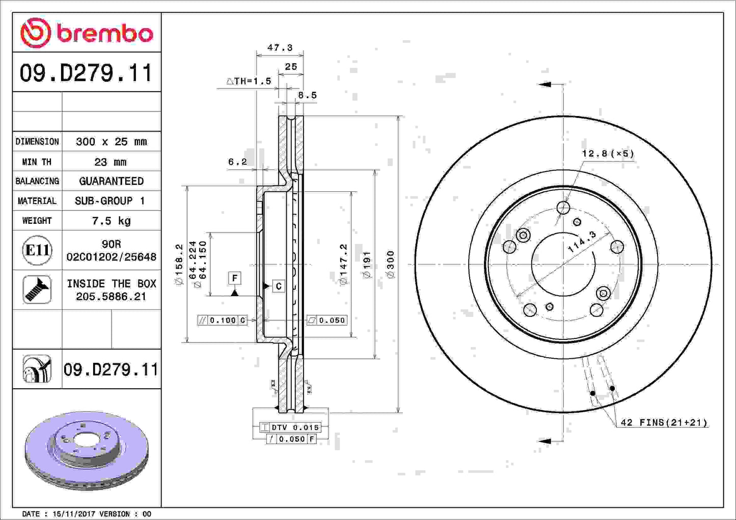 Brembo Disc Brake Rotor 09.D279.11