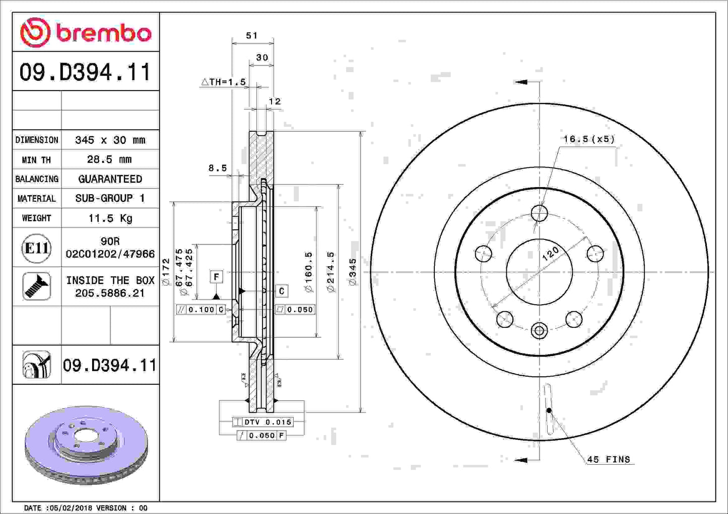 Brembo Disc Brake Rotor 09.D394.11