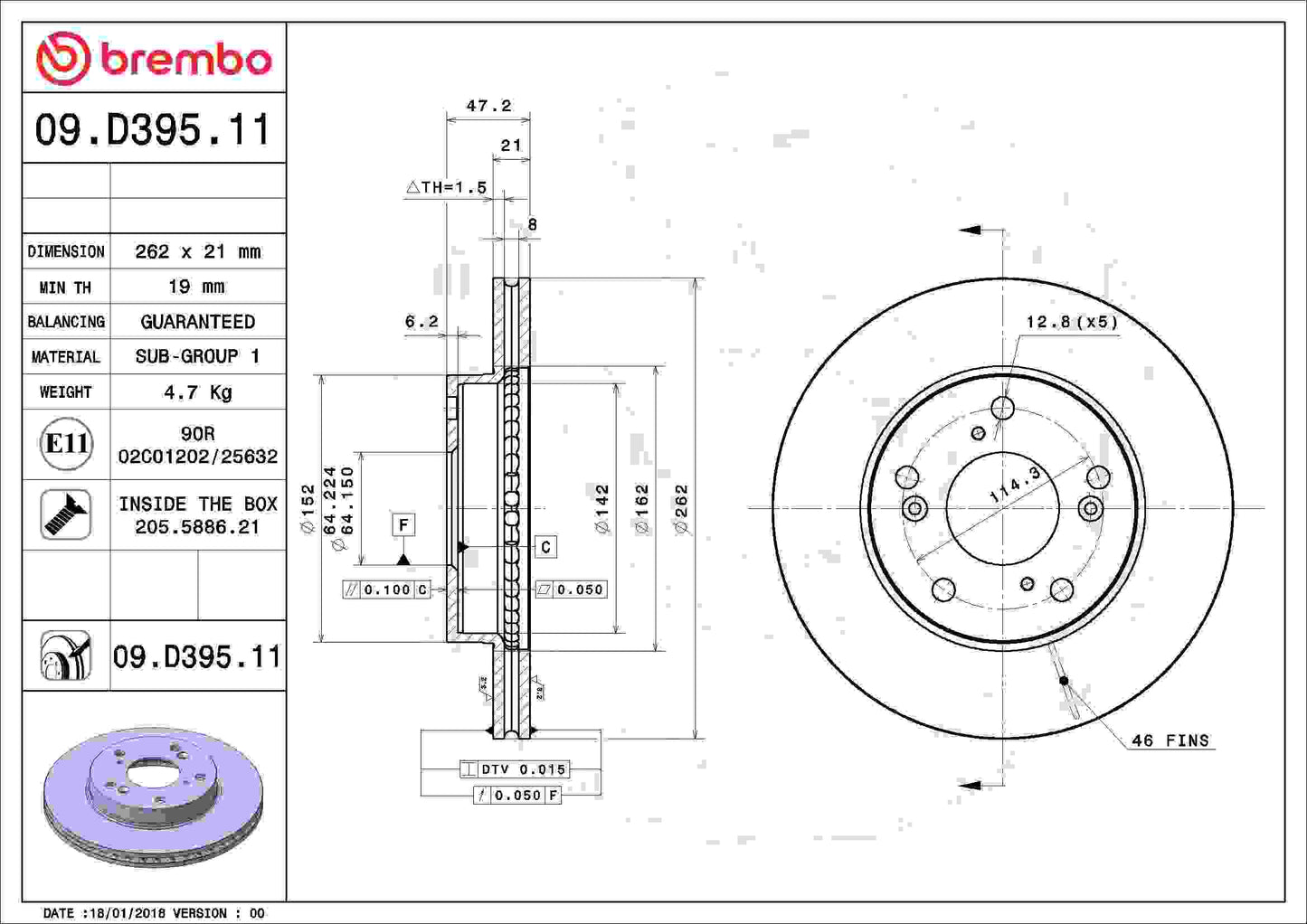 Brembo Disc Brake Rotor 09.D395.11