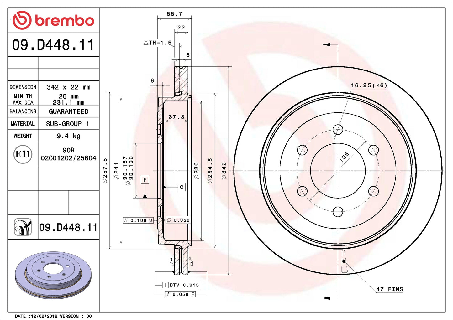 Brembo Disc Brake Rotor 09.D448.11