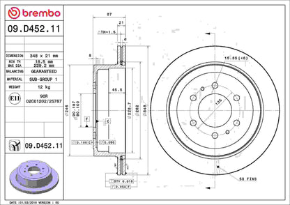 Brembo OE Brembo 2011 Ford F-150 Rear Premium UV Coated OE Equivalent Rotor 09.D452.11