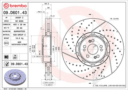 Brembo OE Brembo 19-22 Mercedes-Benz A220/20-22 CLA250 Front UV Coated Rotor 09.D601.43