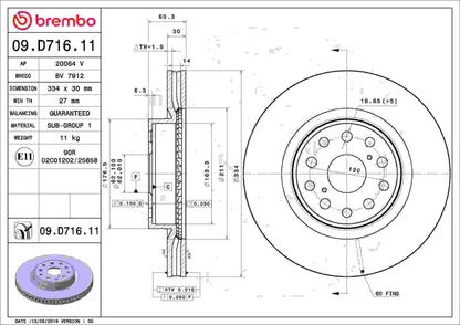 Brembo OE Brembo 07-17 Lexus LS460 Front Premium UV Coated OE Equivalent Rotor 09.D716.11