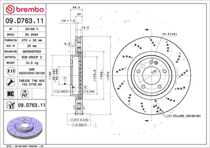 Brembo OE Brembo 14-17 Buick Regal/13-19 Cadillac XTS Front UV Coated Rotor 09.D763.11
