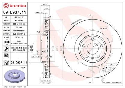 Brembo OE Brembo 07-09 Kia Sorento Rear Standard Rotor 09.D937.11