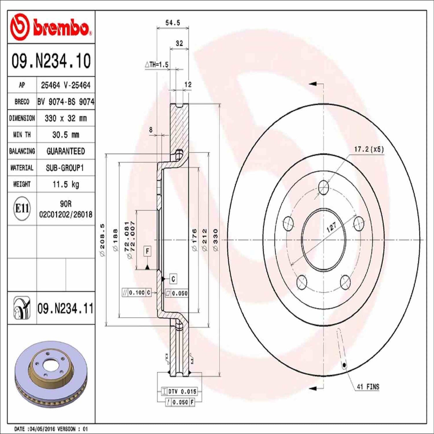 Brembo Disc Brake Rotor 09.N234.11
