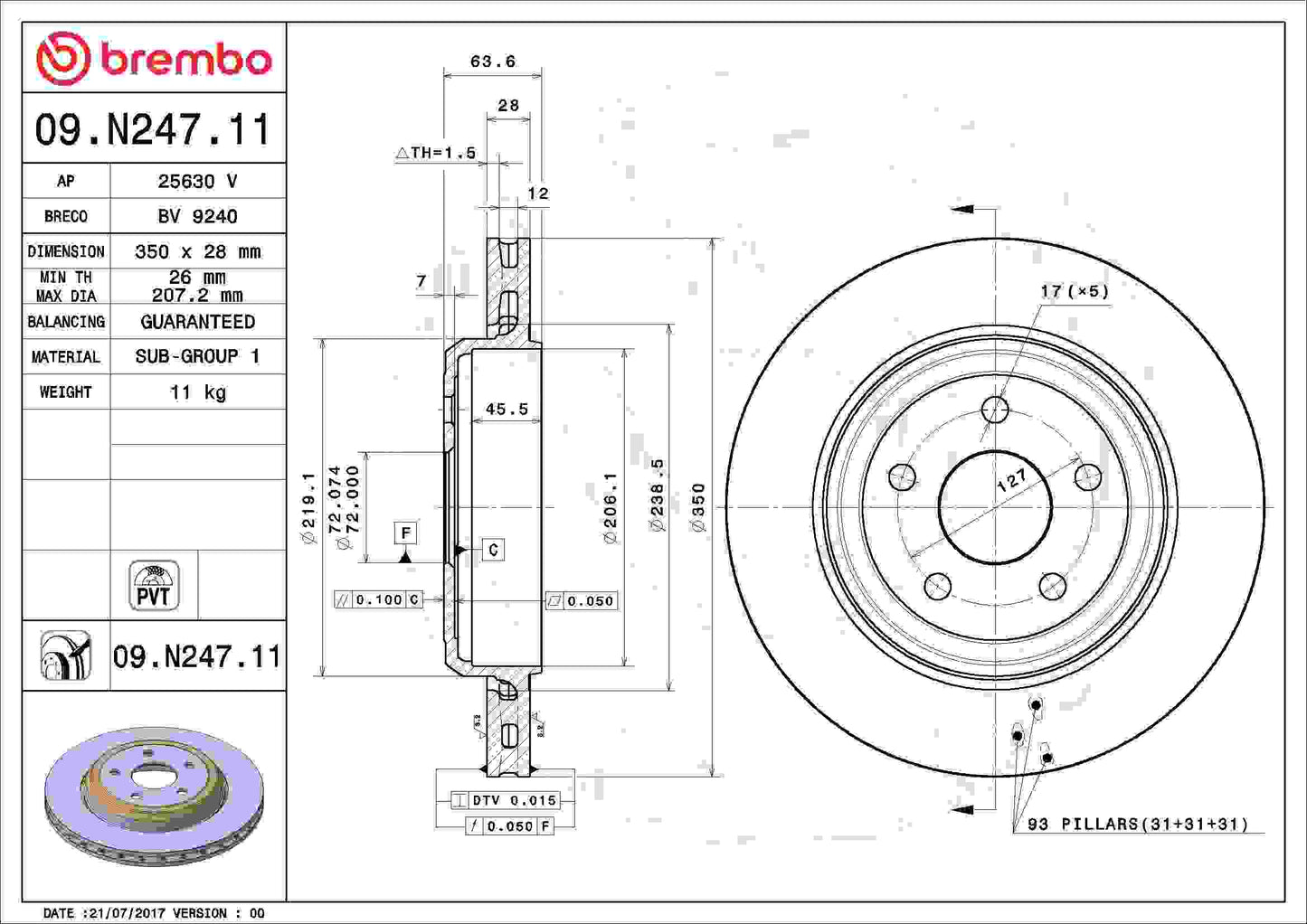 Brembo Disc Brake Rotor 09.N247.11