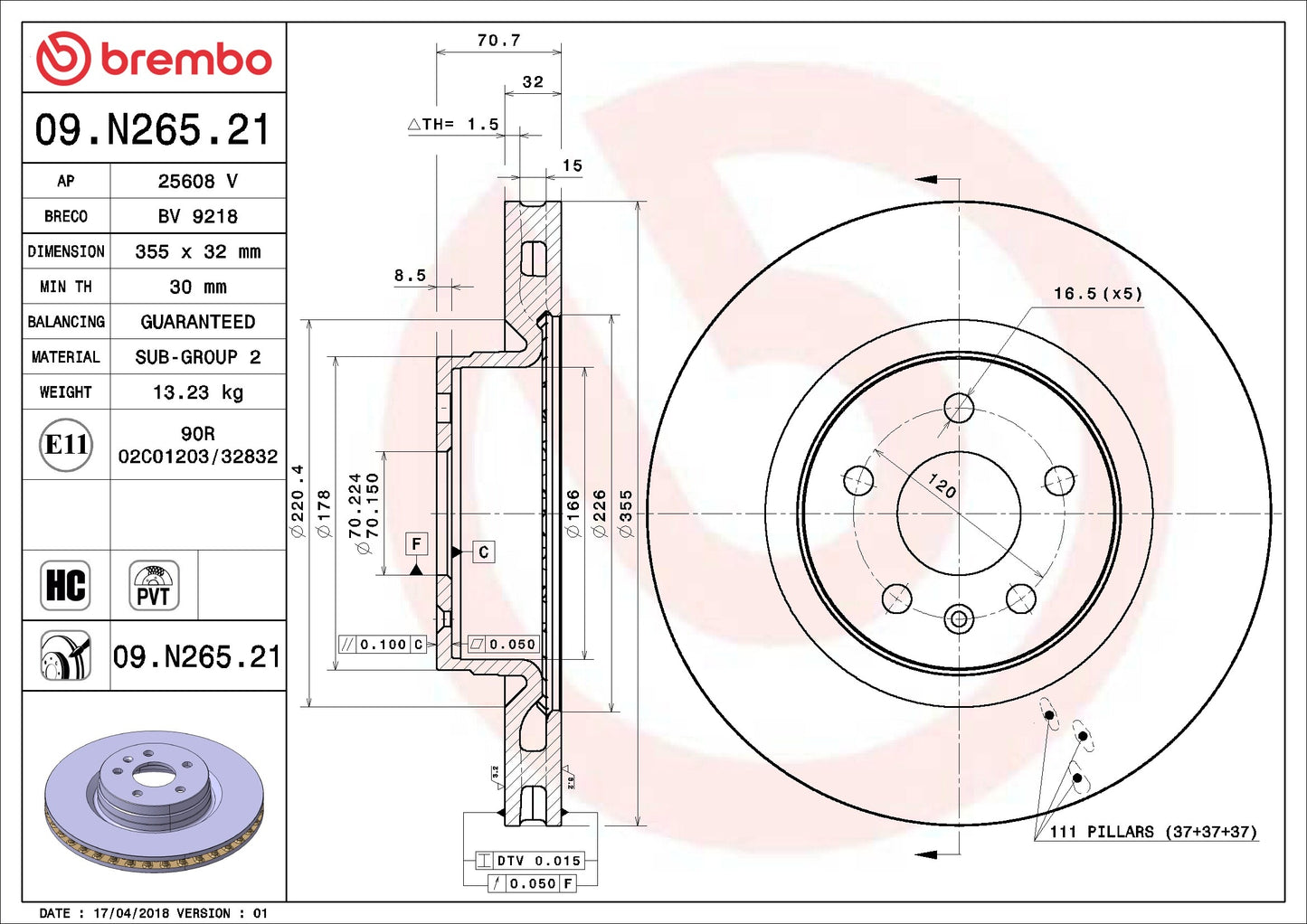 Brembo Disc Brake Rotor 09.N265.21
