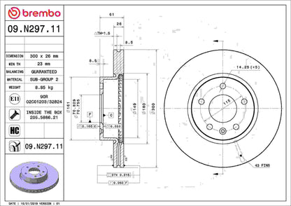 Brembo OE Brembo 13-16 Cadillac ATS Front Premium UV Coated OE Equivalent Rotor 09.N297.11